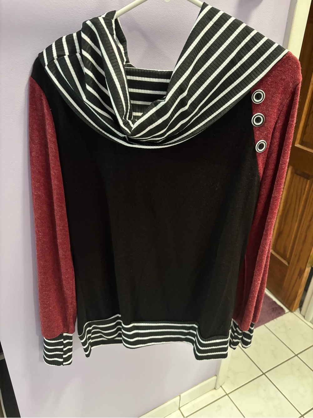 Women’s Black and Red cowl neck sweater Large